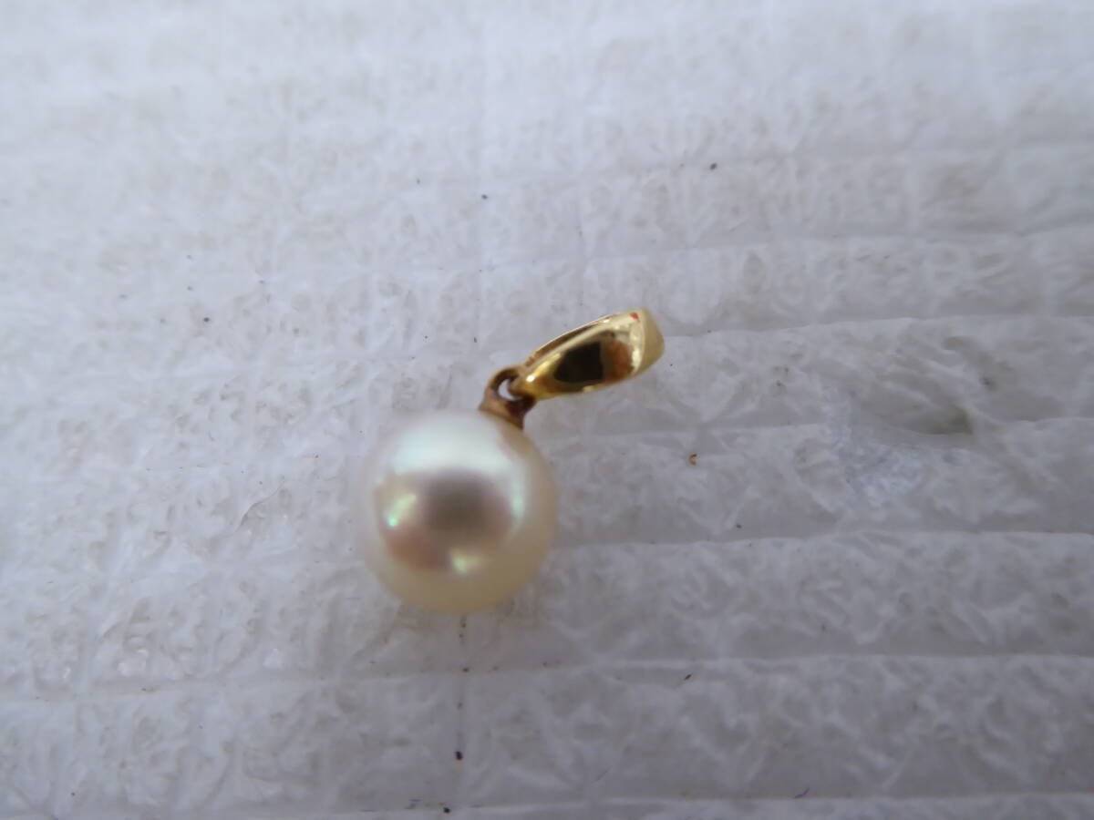 田崎真珠 天然パール K18刻印金具 ペンダントトップ 1.1g 約7.4mm珠 アクセサリー TASAKI B2-MA拍卖