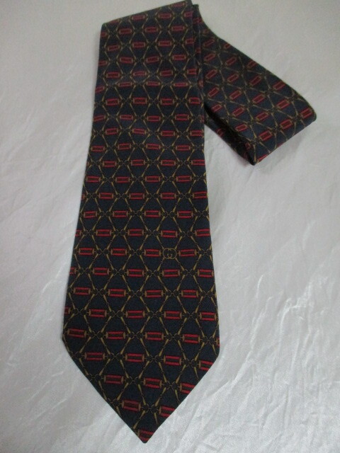 GUCCI グッチ ネイビー柄入ネクタイ(USED)80424拍卖