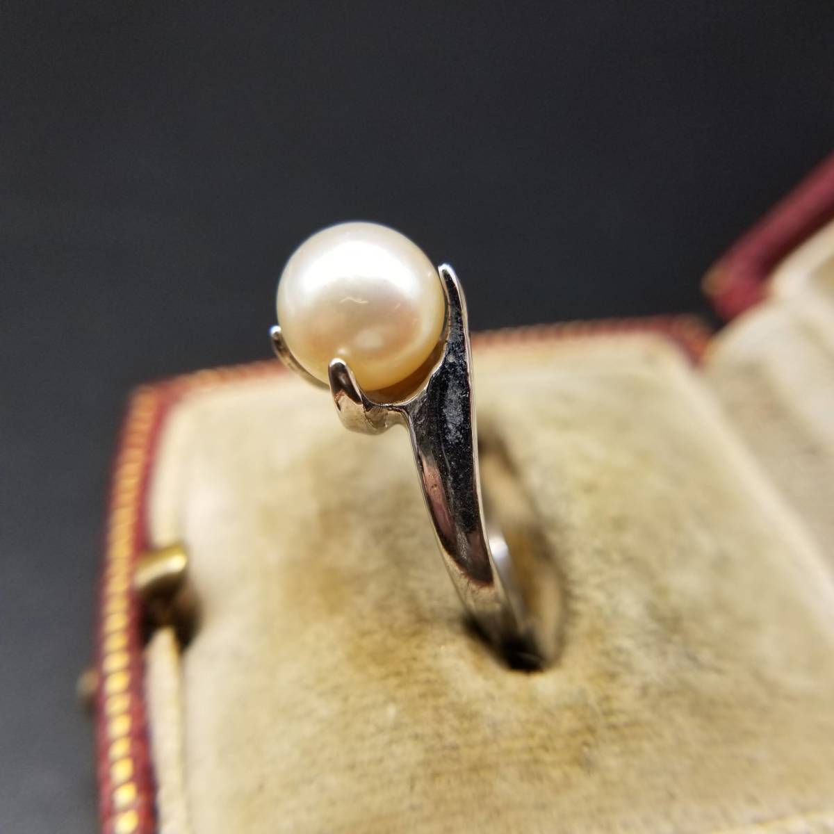 パール 一粒 上品 ヴィンテージ リング シルバープレート 指輪 定番 エレガント 小さめサイズ YSD8拍卖