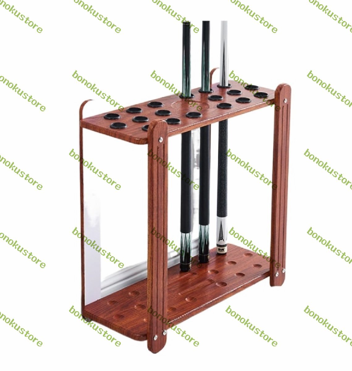 ビリヤードキューラック プールスティックホルダー 木製プールキューホルダー ブラック 木目 プール キュー ラック拍卖