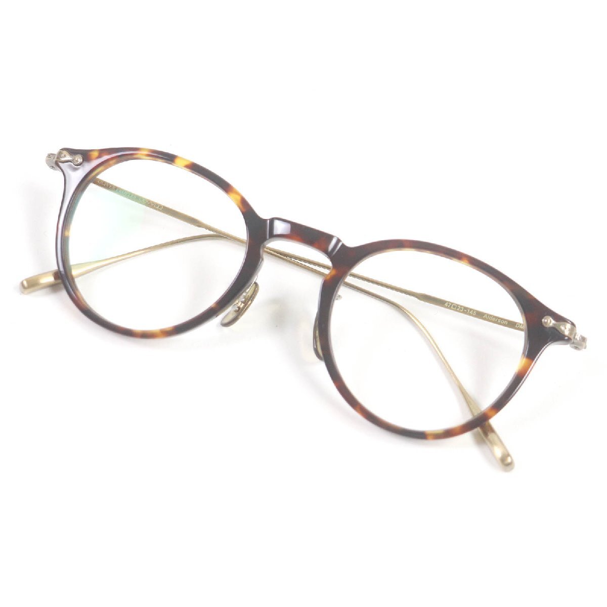 美品□OLIVER PEOPLES オリバーピープルズ Alderson-DM2 べっこう柄 ボストン メガネ 眼鏡 アイウェア ブラウン系 47□23-145 日本製拍卖