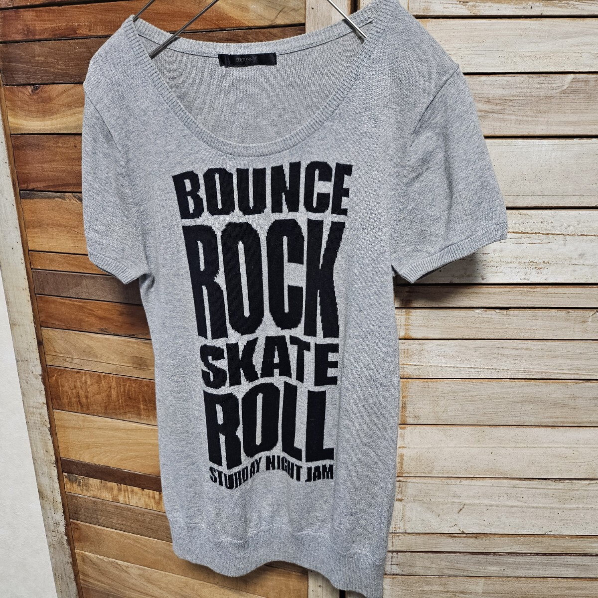 moussy マウジー 半袖ニット Tシャツ カットソー グレー 2拍卖