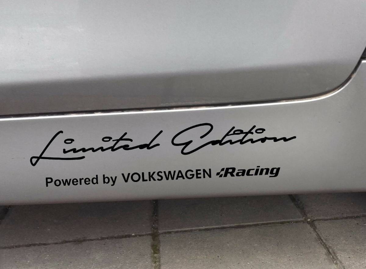 海外 限定品 送料込みLimitededitionVWVolkswagenRacingStickerワーゲンステッカー デカールブラック25cm × 5.5cm2枚セットステッカー拍卖