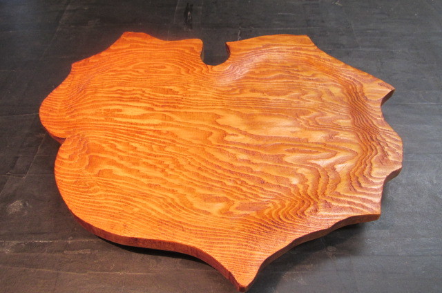 ダグラスファー杢板拭き漆蕗カルトン 現金カード受け皿拍卖