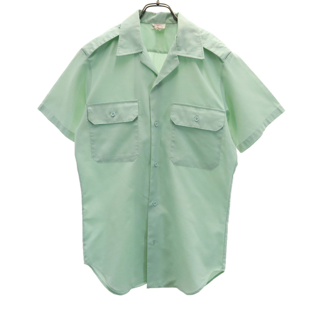 カナダ軍 80s カナダ製 ヴィンテージ 半袖 シャツ 14 1/2 パステルグリーン系 Canadian Army メンズ拍卖