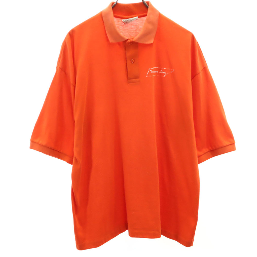 CRYSTAL SPRINGS 90s USA製 オールド バックプリント 半袖 ポロシャツ XL オレンジ メンズ拍卖