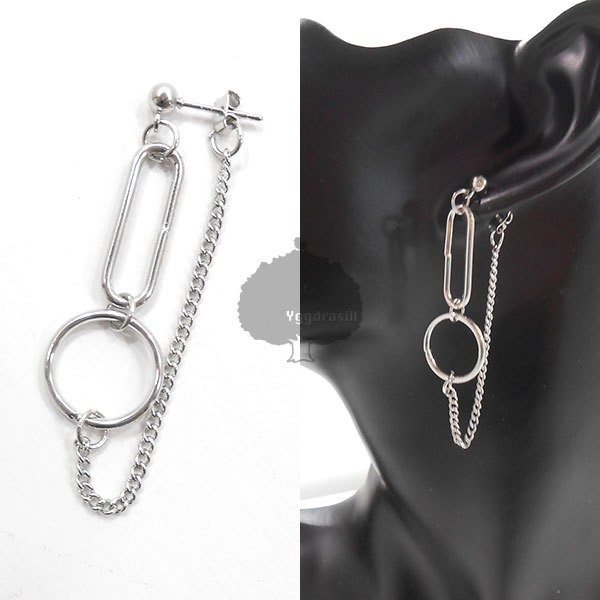 YGG★新品 フープ付き チェーンコンビ ピアス 銀 Lita mono earring New Generation 1個 片耳 リタモノ イヤリング シルバー 1個 片耳拍卖