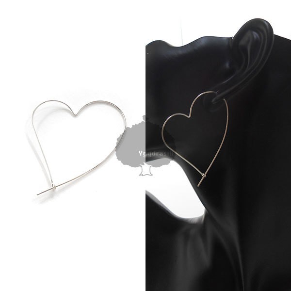 YGG★新品 ハート型 フープピアス シルバー925 SV925 レディース heart pierce 1個 シングル 片耳拍卖