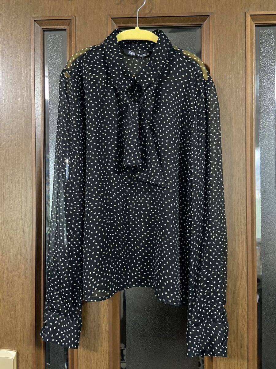 ZARAザラ 長袖ブラウス ブラック ドット XS トップス拍卖
