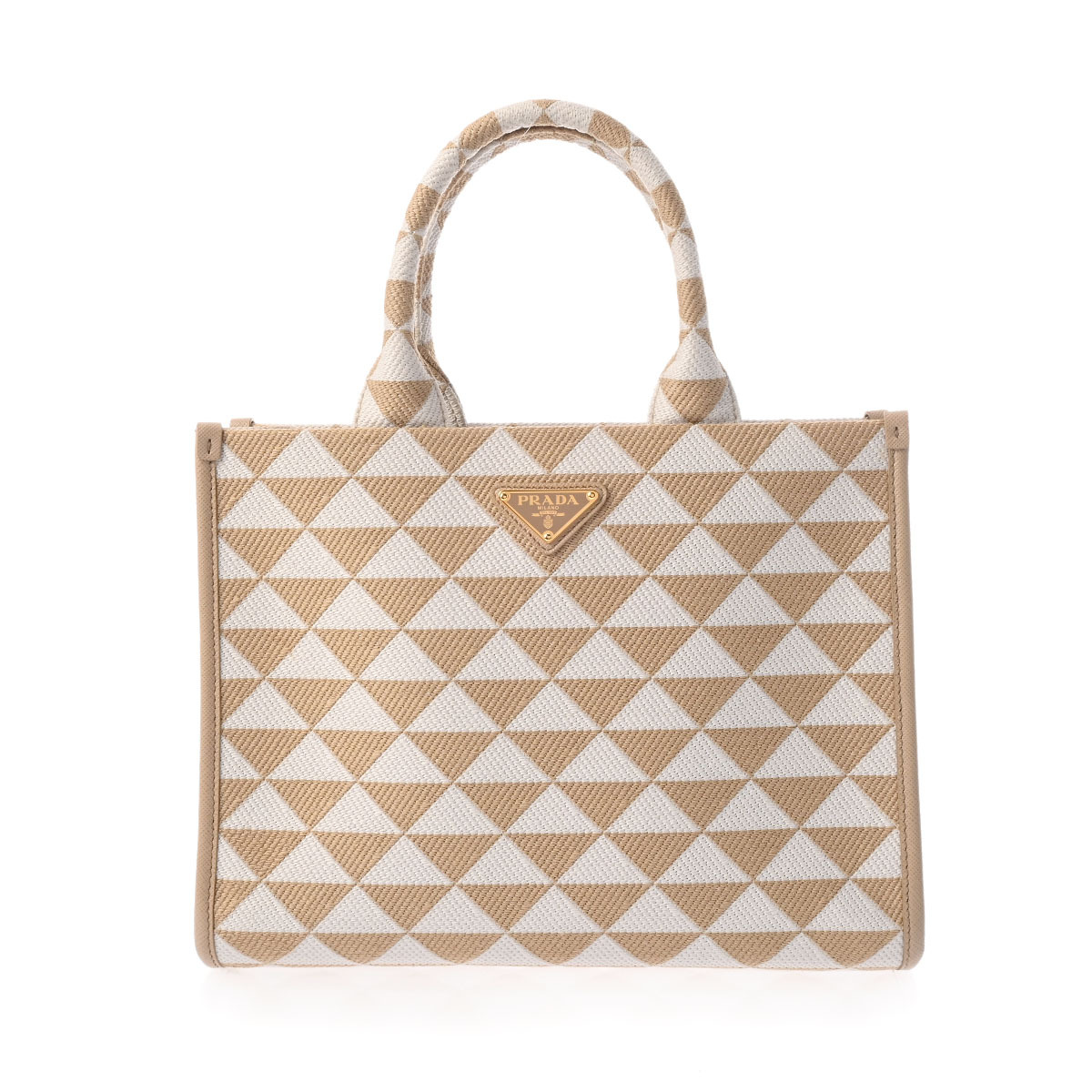 PRADA プラダ トライアングルジャガード 2WAY ベージュ PR-1BA354TRI レディース ジャガード トートバッグ 未使用 銀蔵拍卖