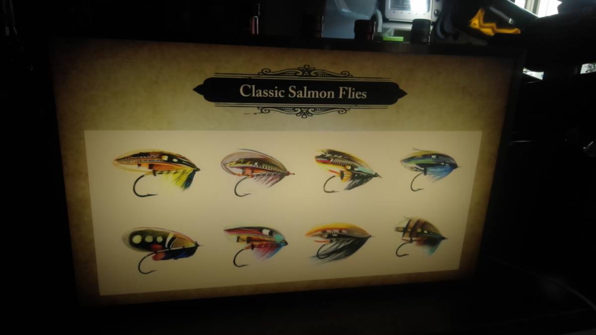 【1点もの】フライフィッシング フライパターン サーモンフライ パターンブック ライト 置物 雑貨 電飾看板 電光看板【サーモンフライL】拍卖