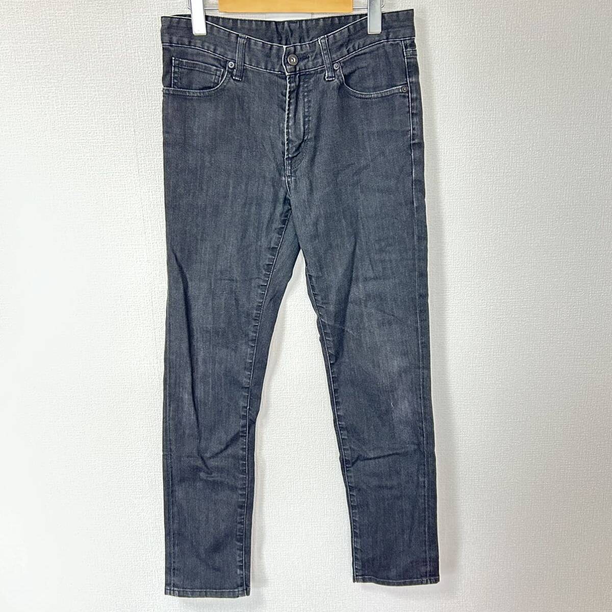 夏にも◎【UNIQLO】ユニクロ ストレッチ スキニーデニムパンツ ジーンズ ジーパン ベーシック カジュアル ブラック 黒 メンズW29/Y15415YY拍卖