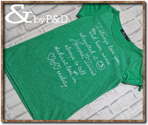 ☆&byP&D アンドバイピーアンドディー プリント入りカットソー 緑☆拍卖