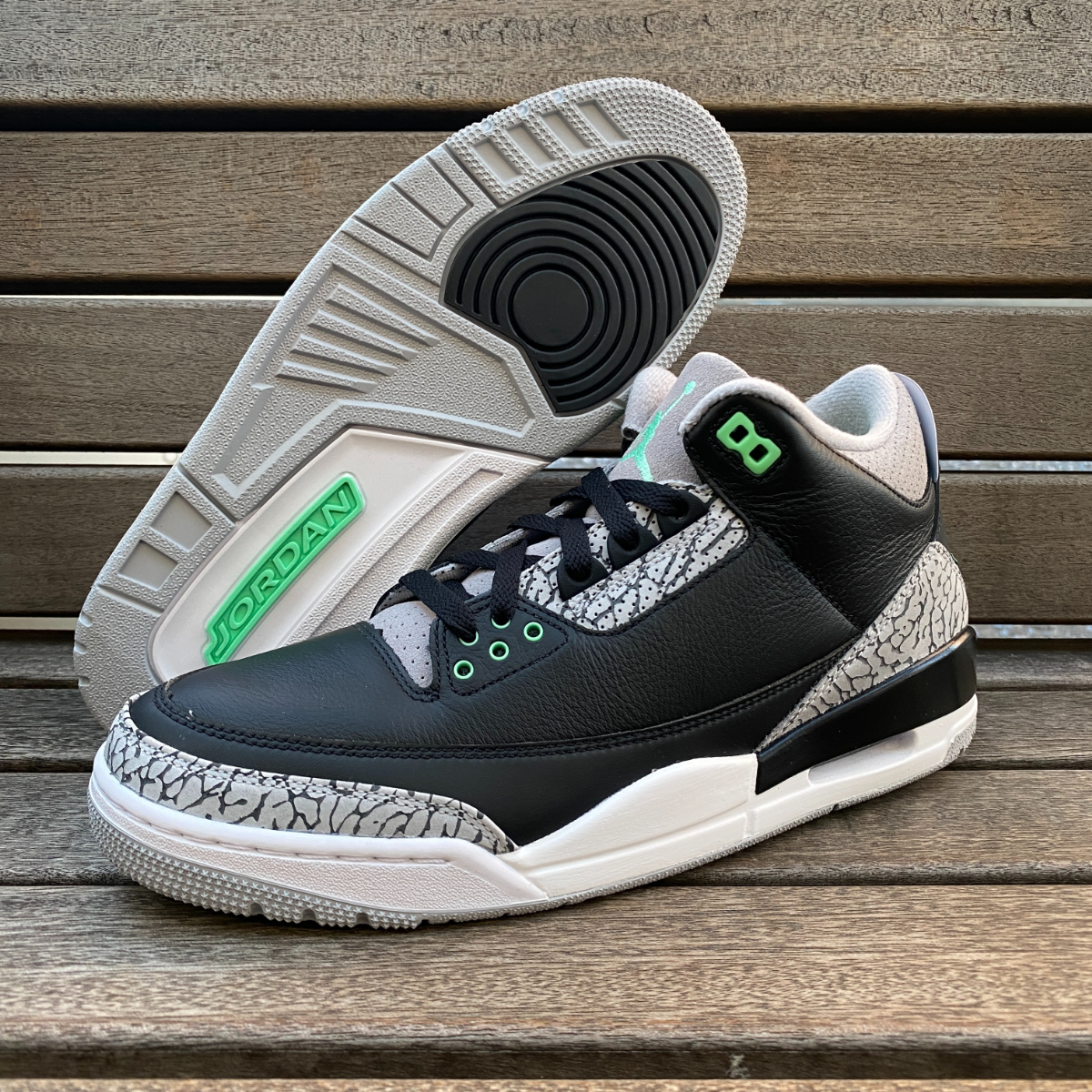 輝く不朽の名作 【us10】 正規品 NIKE ナイキ AIR JORDAN3 エア ジョーダン3 エレファント柄 ブラック グレー Glow 28cm (Aj124)拍卖