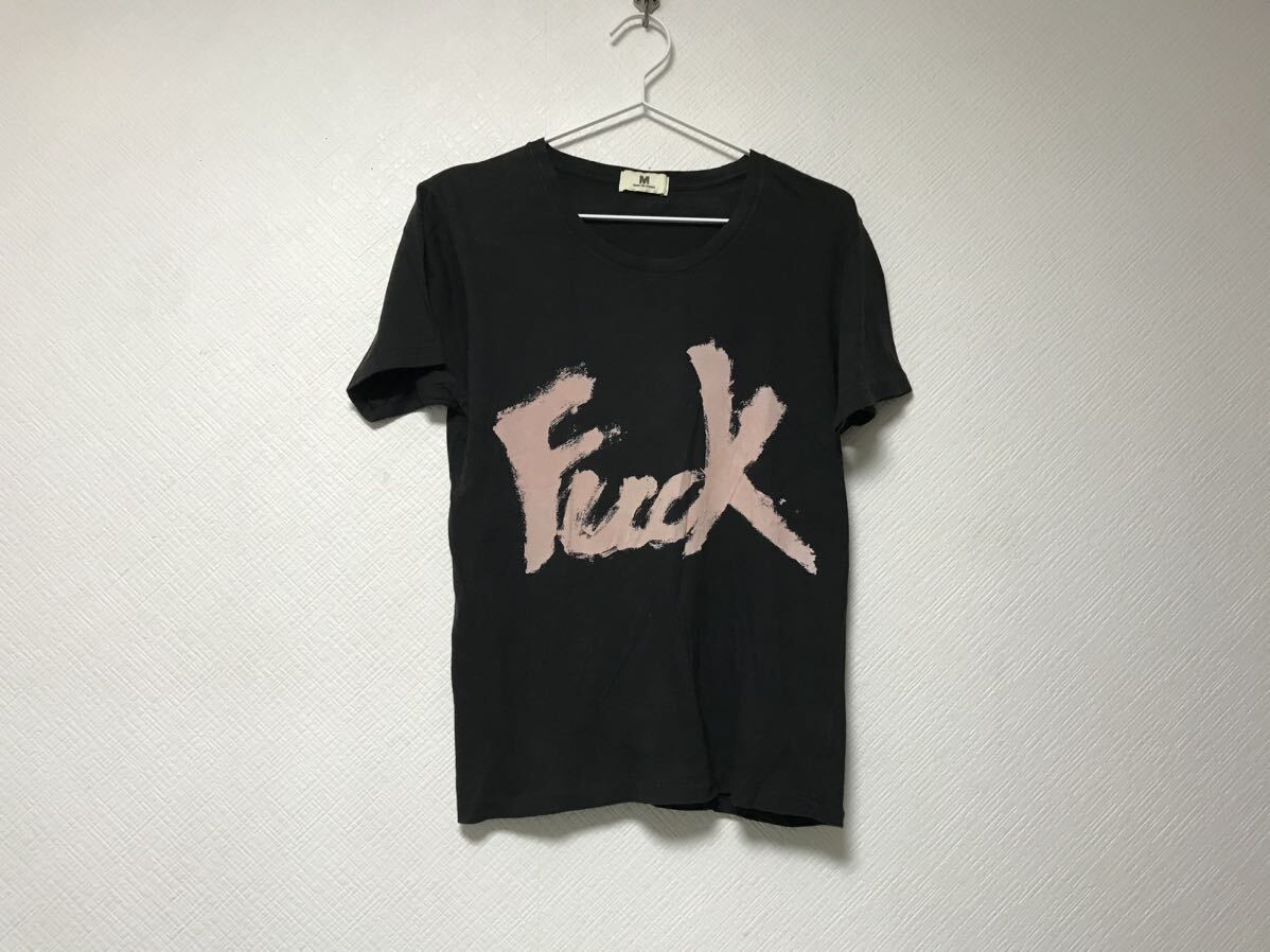 本物エムサンキューフレンズM THANKYOUFRIENDSコットンFUCKプリントロック半袖Tシャツメンズサーフアメカジミリタリー黒ブラック日本製M拍卖