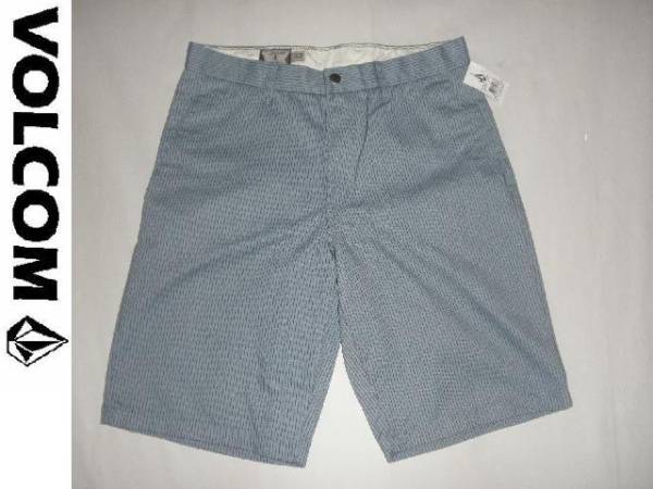 USA購入 ボルコム《VOLCOM》細ストライプ柄ハーフP 30インチBlue拍卖