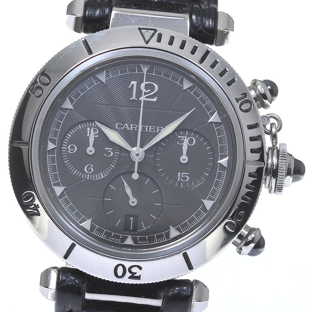 カルティエ CARTIER W3105155 パシャ 38ミリ クロノグラフ デイト 自動巻き メンズ 美品 保証書付き_817422拍卖