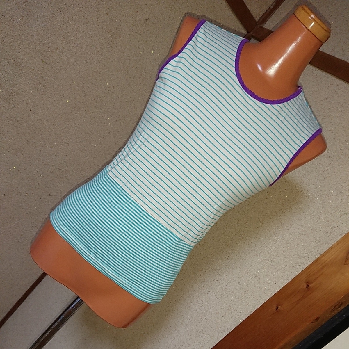 A/C DESIGN by ALPHA CUBIC レトロポップ♪ボーダー柄ノースリーブ トップス M カットソー ノースリーブシャツ 拍卖