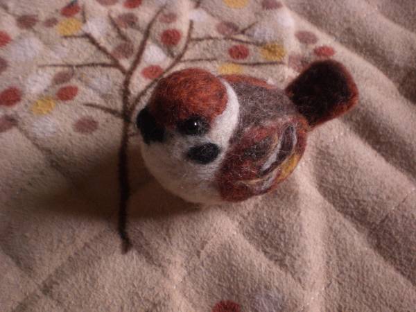 羊毛フェルト ハンドメイド☆ふっくら福スズメ☆雀ふっくら拍卖