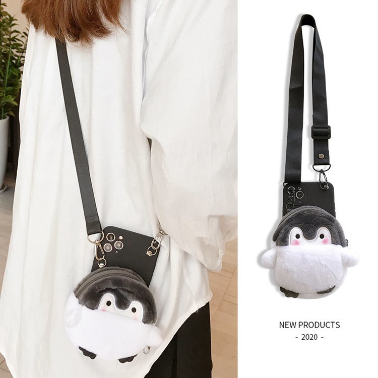iPhone13 Mini ケース 5.4インチ スマホケース 保護カバー 背面 ショルダーバッグ シリコン ペンギン小銭入れ 収納 チェーン付き かわいい拍卖