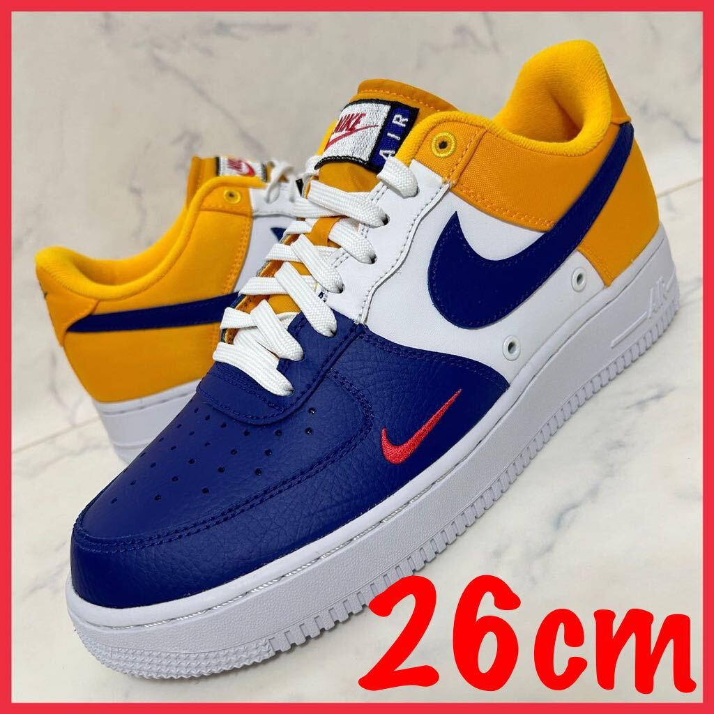 ★送料無料★【新品 激レア!!】26CM ナイキ エアフォース1 07 エレベイト ディープロイヤル ブルー ホワイト イエロー NIKE AIR FORCE LV8拍卖