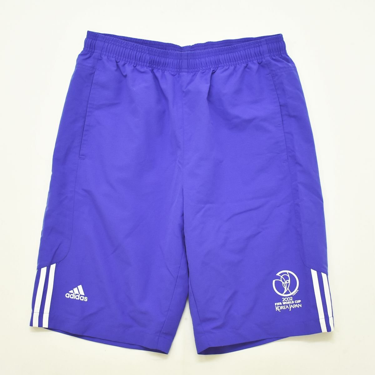 ★00s スポーツ 古着 アディダス adidas 2002 日韓 W杯 トレーニング ショーツ L パープル パンツ 山タグ パフォーマンス ロゴ サッカー★拍卖