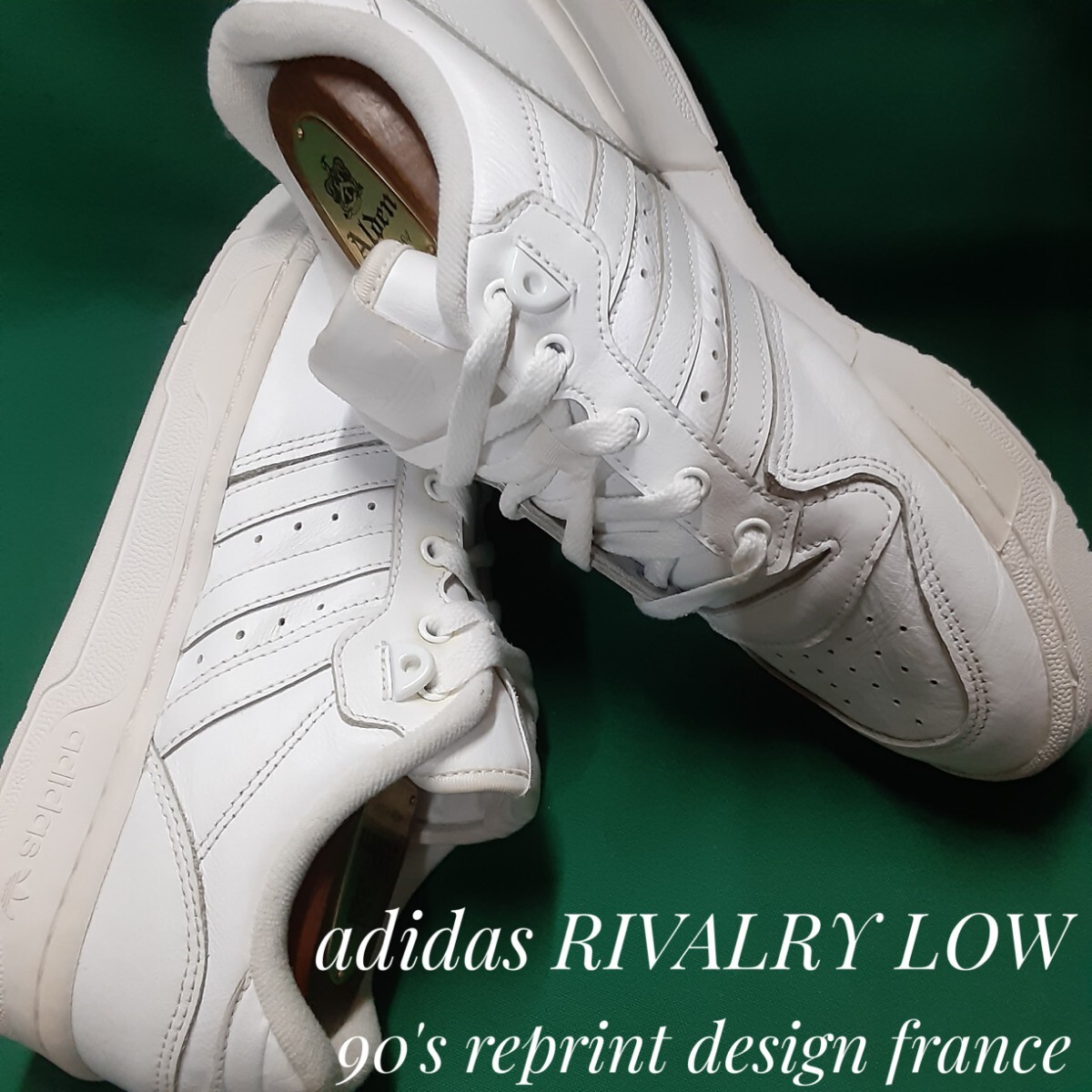 最値!希少19年製!90's復刻!デザイドフランス!アディダス オリジナルス ライバルリー ロー高級レザー スニーカー!ホワイトアウト!白 25cm 拍卖