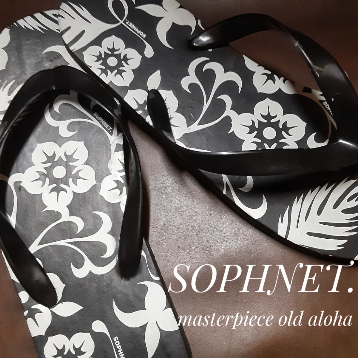 最値!デッドストック!希少非売品!ノベルティ!名作オールドアロハ!ソフネット(SOPHNET.)ビーチサンダル!ブラック!黒 全長27cm 26~26.5相当拍卖