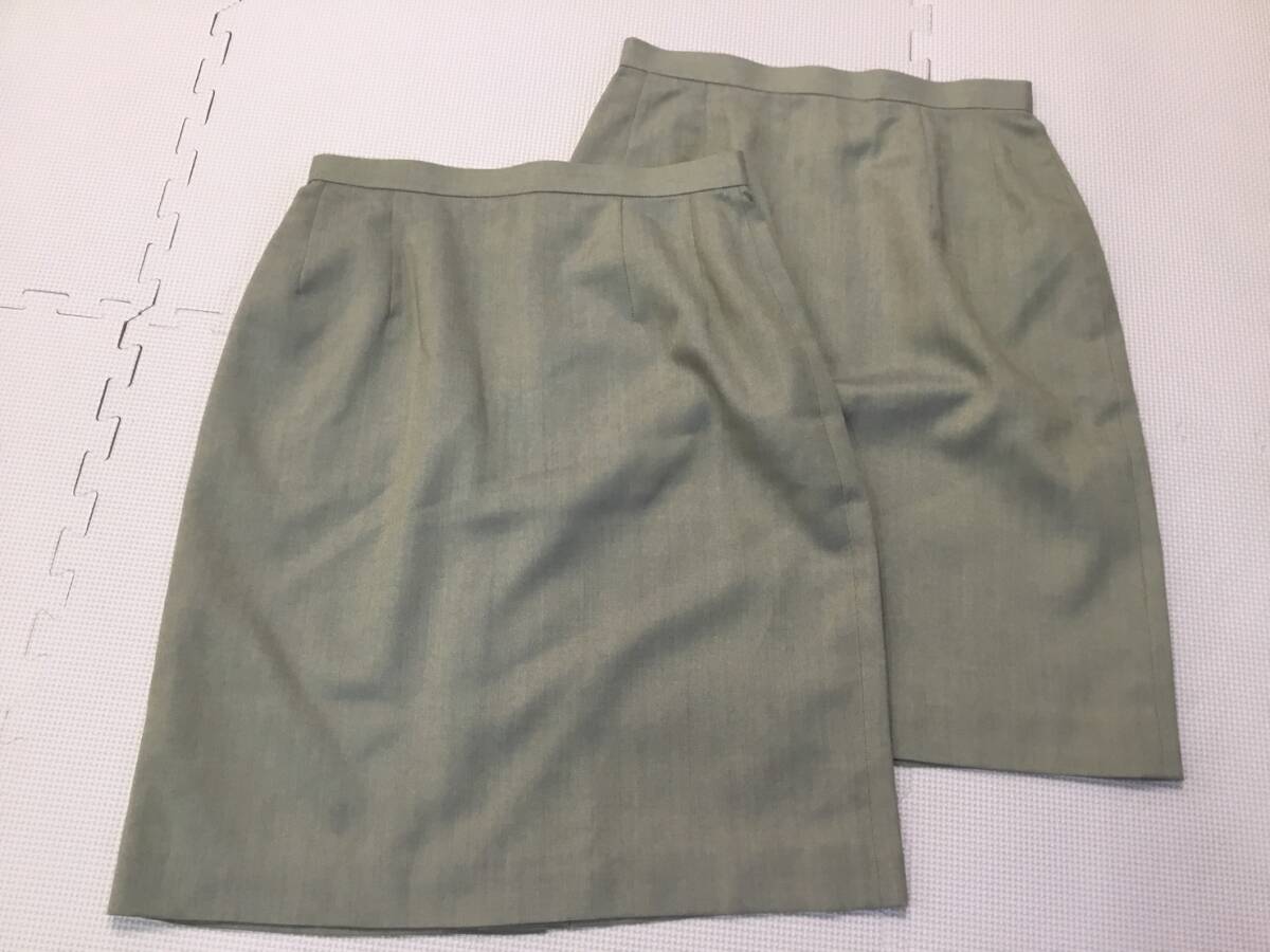 5014-801H 新品【HINUCK】オフィスウェア スカート サイズ 13号 2枚/同一商品/グリーン系/事務服/OL/受付/制服/ユニフォーム/大きめサイズ拍卖