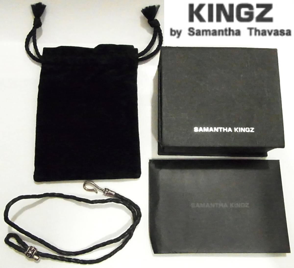 送料290円~(即決は送料無料) SAMANTHA KINGZレザーチョーカーSVシルバーフック星スター黒革レザーネックレス編み込みサマンサキングズ拍卖