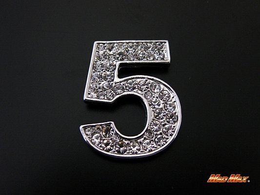 MADMAX クリスタル エンブレム 5/アルファベット・数字・記号 オシャレにワンポイント 車 バイク 自転車 【メール便送料170円】拍卖