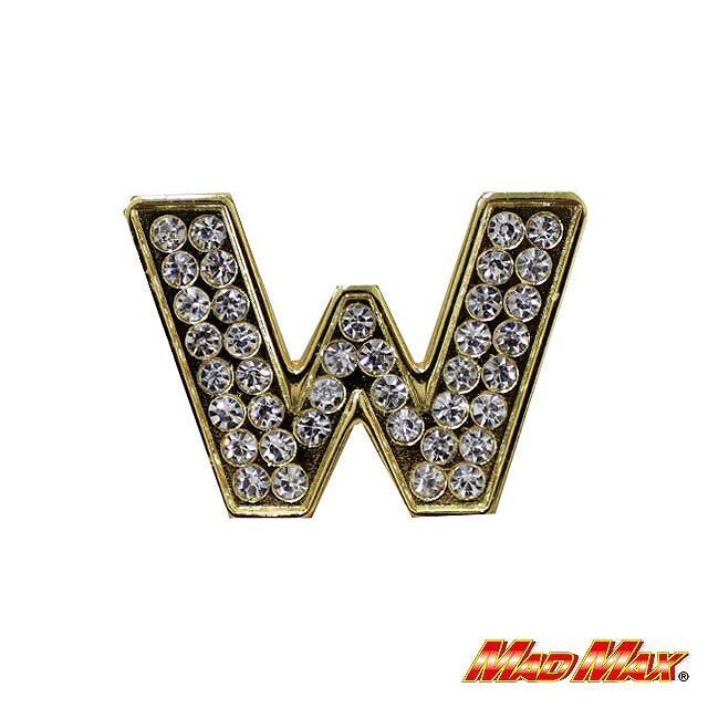 MADMAX ダイヤ文字エンブレム ゴールド W/クリスタル 1文字 ドレスアップ カスタム バイク 車 トラック【メール便送料170円】拍卖