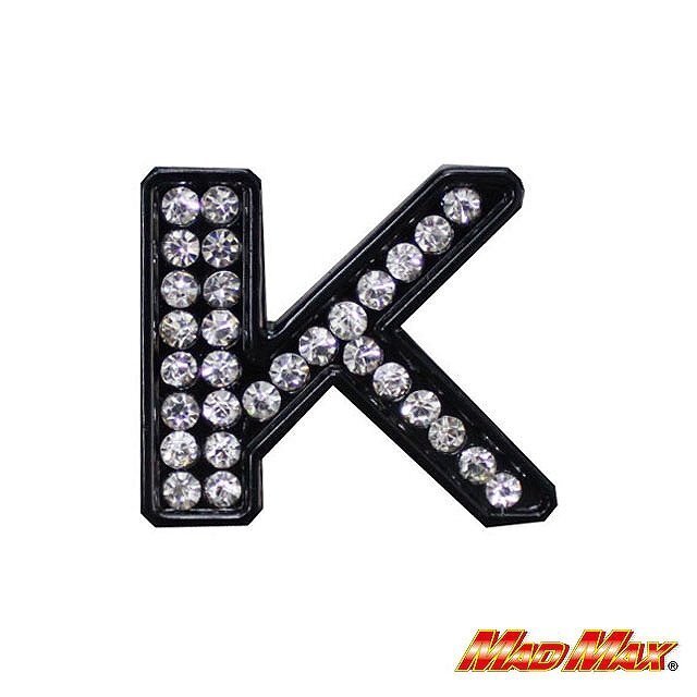 MADMAX ダイヤ文字エンブレム ブラック K/クリスタル 1文字 ドレスアップ カスタム バイク 車 トラック【メール便送料170円】拍卖