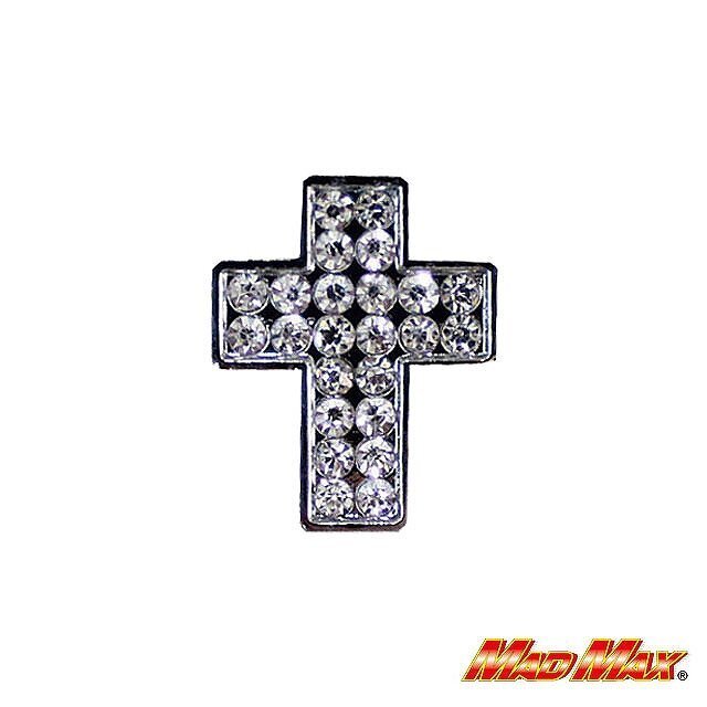 MADMAX ダイヤ文字エンブレム シルバー クロス(十字架)/クリスタル 1文字 ドレスアップ カスタム バイク 車 トラック【メール便送料170円】拍卖
