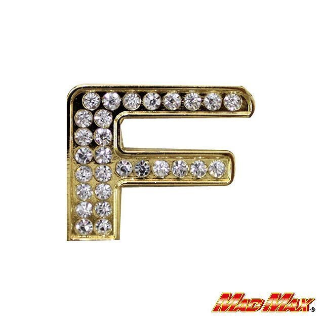 MADMAX ダイヤ文字エンブレム ゴールド F/クリスタル 1文字 ドレスアップ カスタム バイク 車 トラック【メール便送料170円】拍卖