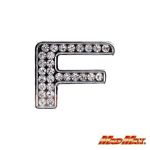 MADMAX ダイヤ文字エンブレム シルバー F/クリスタル 1文字 ドレスアップ カスタム バイク 車 トラック【メール便送料170円】拍卖