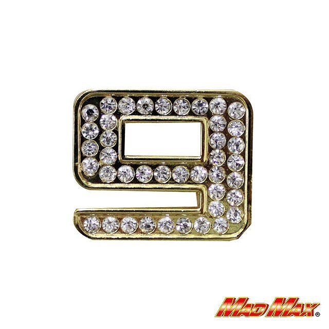 MADMAX ダイヤ文字エンブレム ゴールド 9/クリスタル 1文字 ドレスアップ カスタム バイク 車 トラック【メール便送料170円】拍卖