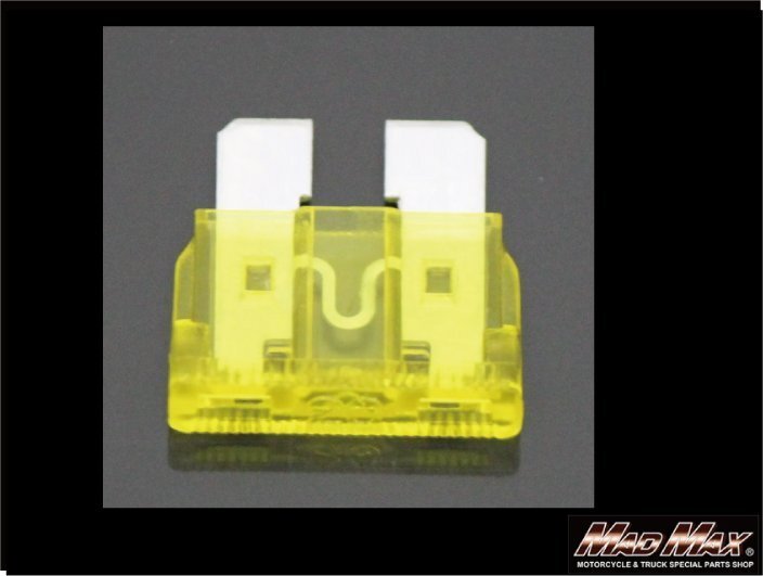 MADMAX 汎用 ATSヒューズ 平型 20A 12V-24V兼用 イエロー/オーディオ カーナビ 2輪 4輪 補修 修理 交換に【メール便送料170円】拍卖