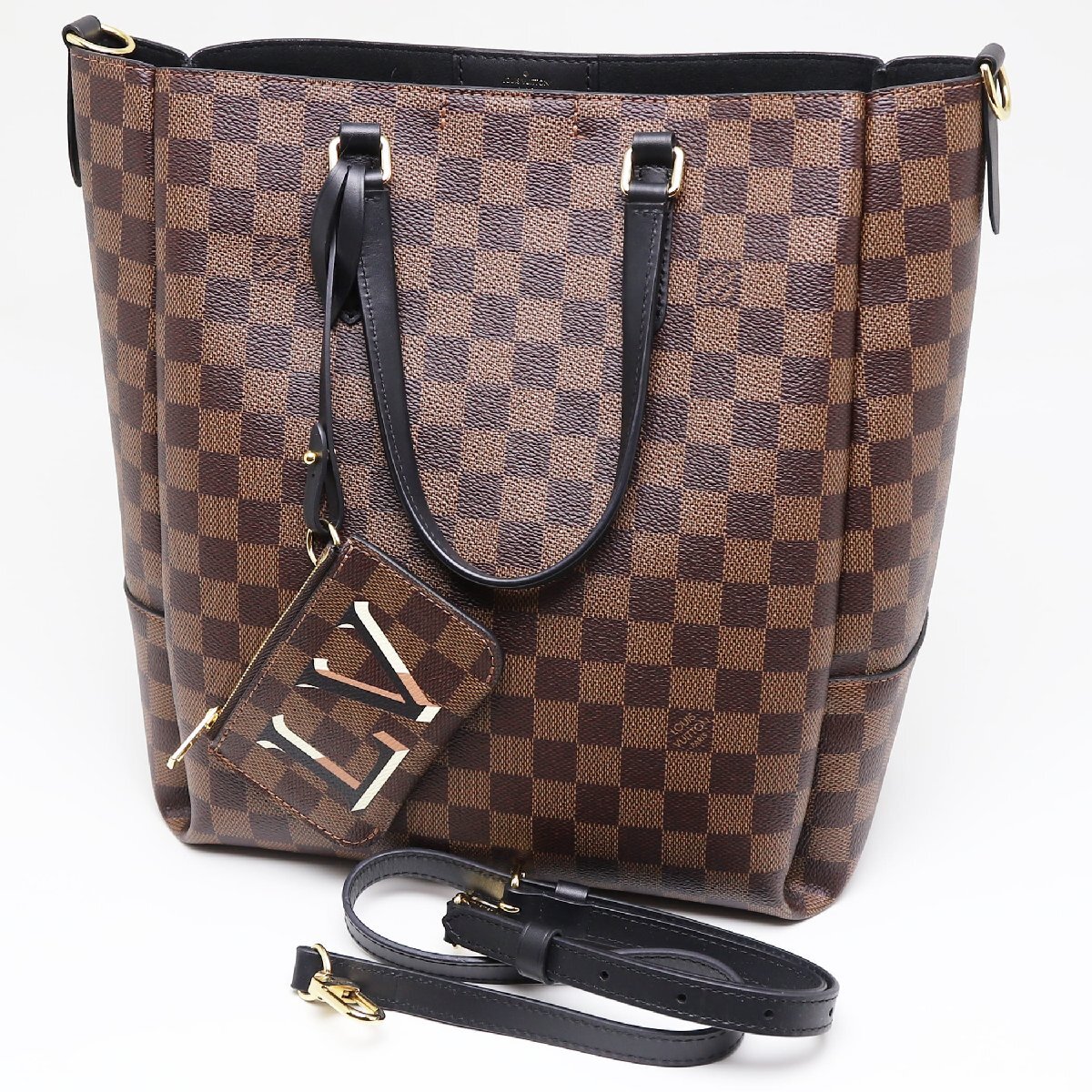 中古良品 ルイヴィトン ダミエ ベルモントNV MM ショルダーバッグ エベヌ ハンドバッグ 2Way N60294拍卖