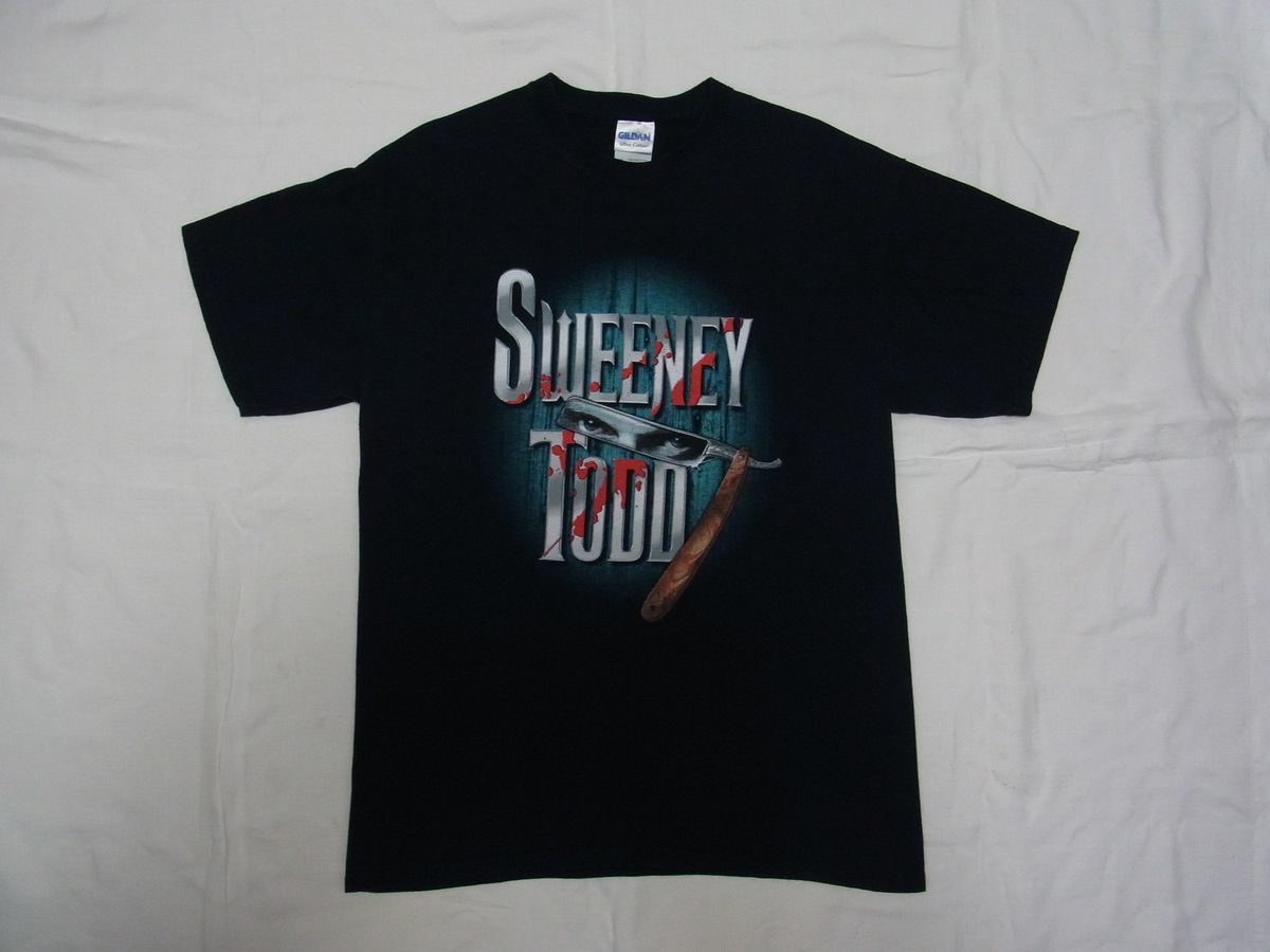 ☆ SWEENEY TODD スウィーニー・トッド Tシャツ sizeM 黒 ☆USA古着 ホラー 映画 ミュージカル ティム・バートン ジョニー・デップ OLD 90s拍卖