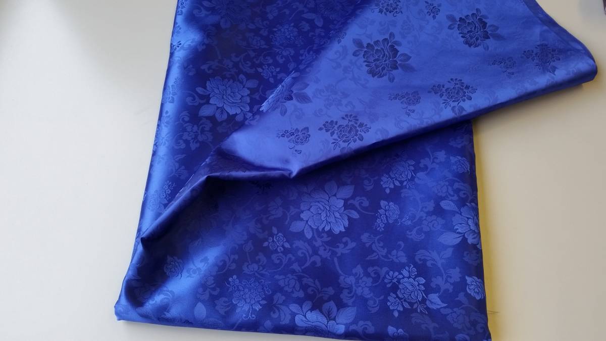 韓国布(チマチョゴリ)ハギレ タン 濃青色 P SILK100% まとめて決済&配送可拍卖