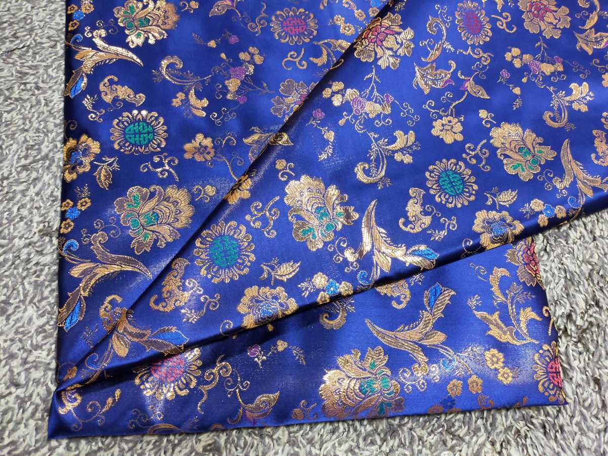 韓国布(チマチョゴリ)ハギレ タン 紺色金 まとめて決済&配送可拍卖