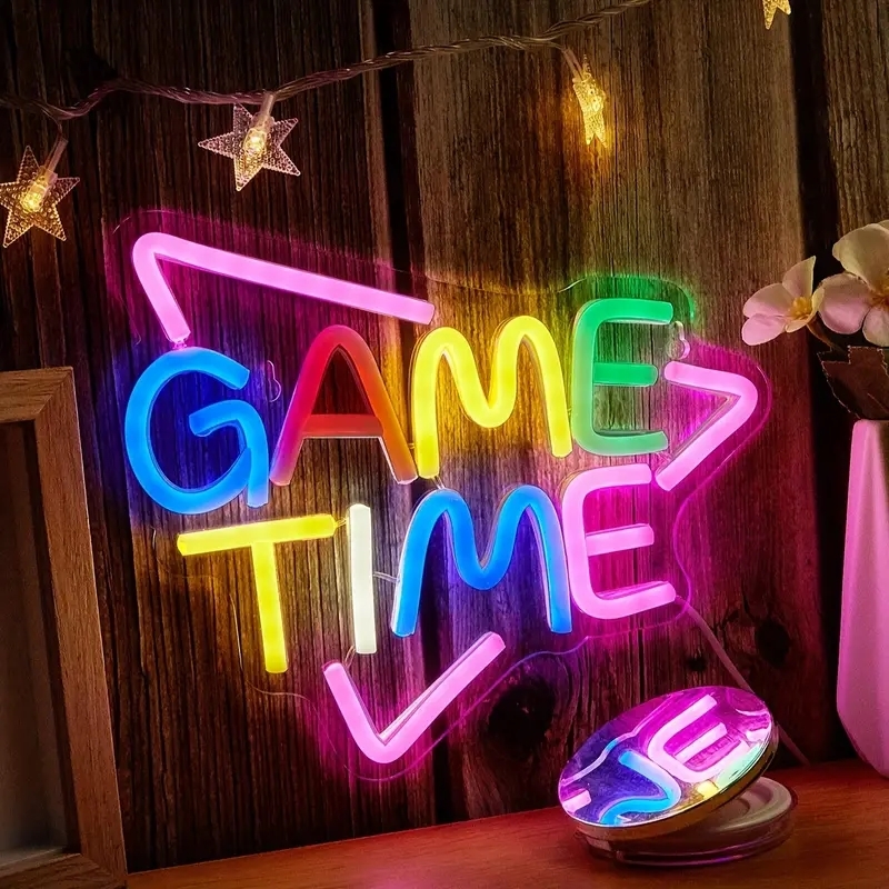 【New】ネオン祭り 早い者勝ち おまけ付き! 超人気 ゲームタイム LEDネオンサイン最安値セールu拍卖