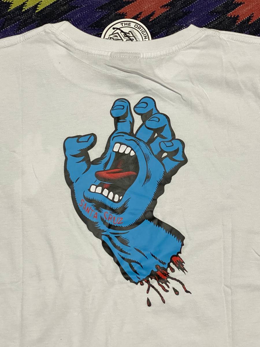 定番 SANTACRUZ サンタクルーズ スクリーミングハンド Tシャツ 白x青 Mサイズ 新品 ジムフィリップス JIM PHILLIPS拍卖
