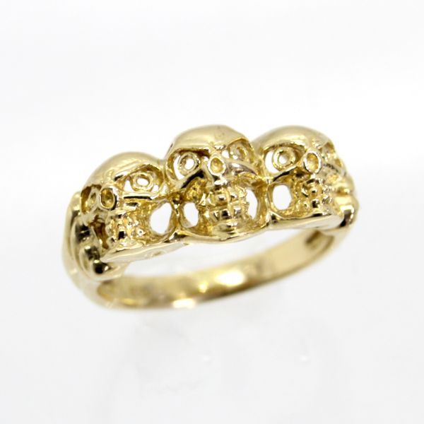 ◎中古美品◎10金 スカルデザイン メンズリング 16.5号拍卖