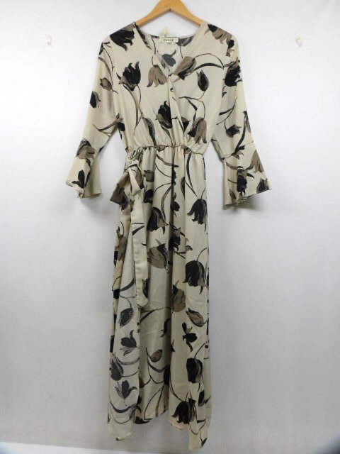 CHILLE チル ANAP アナップ 総柄 花柄 ロングワンピース 長袖 フレア袖 内側ミニスカート フラワー ベージュ フリーサイズ拍卖