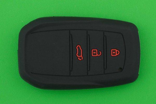 トヨタ★80系ハリアー・ヤリスクロス等★3ボタン・スマートキー用シリコン保護カバーケース★黒色(絵文字 赤)拍卖