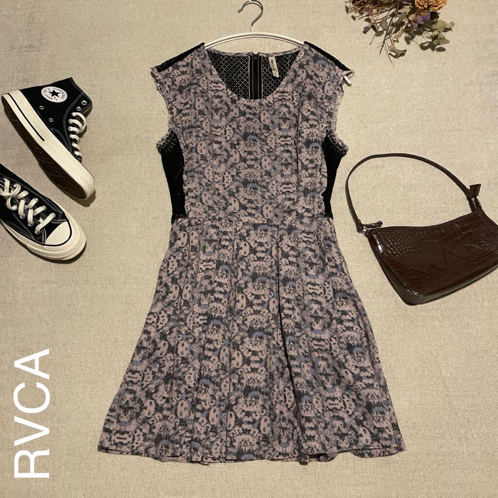 RVCA ワンピース ノースリーブ シースルー レディースSサイズ 未使用 美品 ルーカ ルカ 大人可愛い ビーチ フレア スカート拍卖