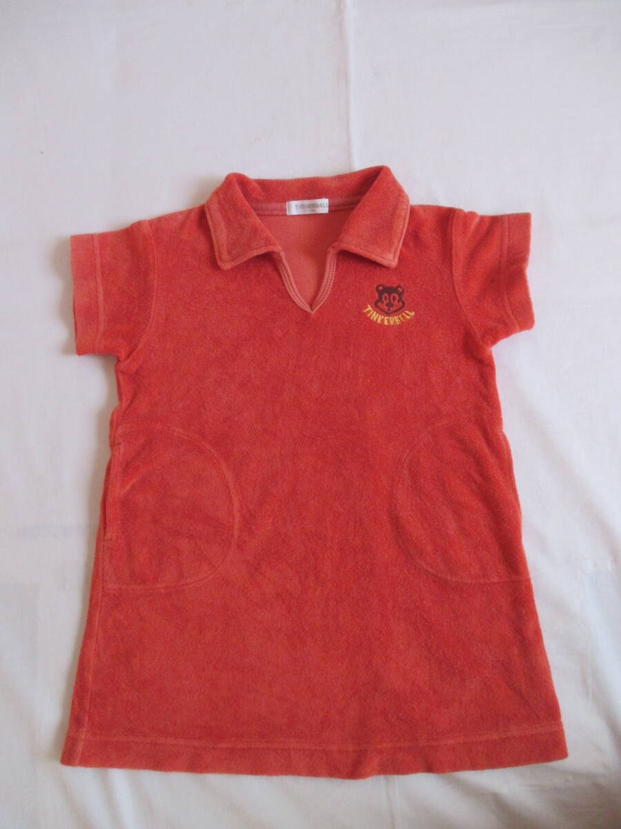 ★TINKERBELL ティンカーベル★ 95cm オレンジ色 半袖ワンピース拍卖