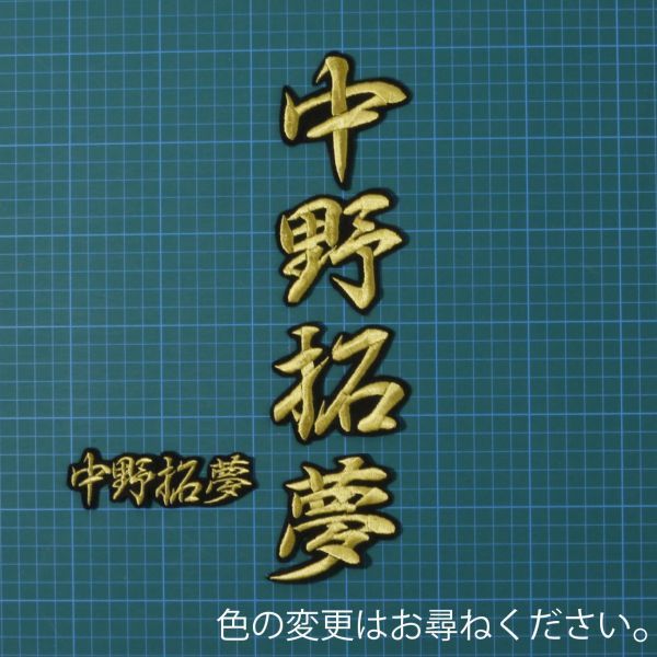 送料無料 ネーム 中野 拓夢 行金/黒 刺繍 ワッペン 阪神 タイガース 応援 ユニフォーム に拍卖